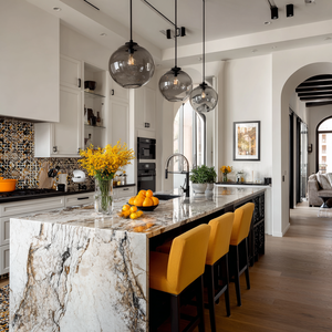Armoires de cuisine modernes de style VSME Barcelone avec îlot en marbre et ensemble d'armoires modulaires blanches - Product Image 5