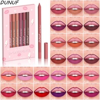 DUNUF Set 6 Buah Pena Lipliner Tahan Air Matte Tahan Lama Riasan Bibir Lembut Alami Portabel Lip Liner Kosmetik Istimewa