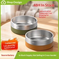 Gamelle pour animaux de compagnie en acier inoxydable 304, ronde, antidérapante, résistante aux chutes, double couche, pour chats et chiens, eau et nourriture, accessoires pour animaux