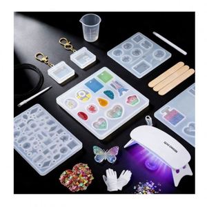 TOYSRUNNER Jewelry Craft <b>DIY</b> <b>Kit</b> Hard Crystal Clear UV Epoxy LED Lamp Silicone Molds Glitter Foil Flowers Pendants Earrings - Product Image 1