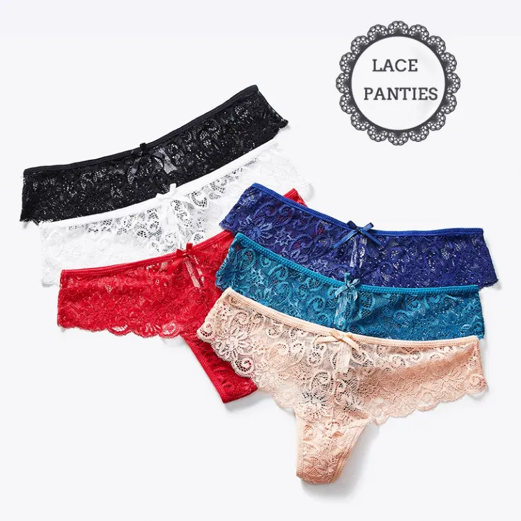 Respectueux de la peau couleur unie slips sexy dentelle transparente dames sexy string sous-vêtements