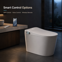 WC intelligent en céramique blanche avec cuvette allongée, siège chauffant, chasse d'eau automatique, télécommande, auto-nettoyant, design moderne