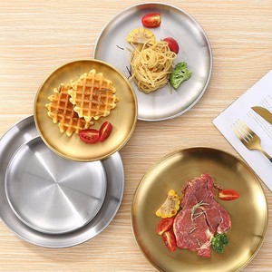 Assiette de service ronde en acier inoxydable 201 pour barbecue coréen, plateau de cuisson pour camping, pique-nique, extérieur, 14-45 cm, argent - Product Image 5