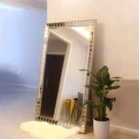 Miroir Carré Grand Format en Verre Style Européen Or/Noir Art Déco/Minimaliste 2025 – Tendance pour Dressing et Salle de Bain (pour Filles)