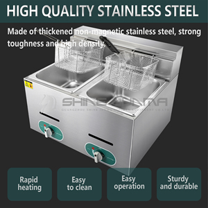 VNASH <span class=keywords><strong>Friteuse</strong></span> commerciale à double réservoir de <span class=keywords><strong>12</strong></span> <span class=keywords><strong>litres</strong></span> 22.8Qt <span class=keywords><strong>Friteuse</strong></span> à <span class=keywords><strong>gaz</strong></span> de comptoir à <span class=keywords><strong>gaz</strong></span> <span class=keywords><strong>Friteuse</strong></span> commerciale à copeaux de <span class=keywords><strong>gaz</strong></span> avec 2 paniers - Product Image 4