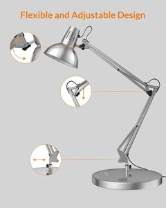 Adjustable Goose Neck Architect <b>Table</b> Lamp Swing Arm Desk Lamp with <b>Clamp</b>, Eye-Caring Reading Lamp for Nail Art and Salong - Product Image 1