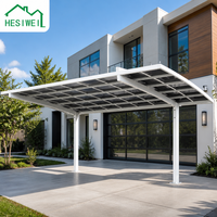 HESIWEI 5.5x3*2.5m Abri de voiture moderne en polycarbonate résidentiel, abri de voiture en aluminium imperméable, auvent de stationnement extérieur