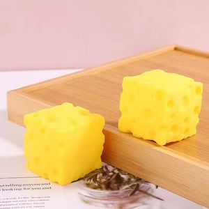 Yellow Cheese Squeeze Toy,stress Balls for Adults ,soft Novelty , <b>Rebounding</b> Sensory, Theme Cheese Cubes Squishy ,suitable for - Product Image 4