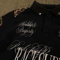 T-shirt Polo en Coton Lourd Coupe Boxy avec Broderie, Patchs, Œillets, Passepoil et Imprimé Léopard, Sérigraphie par Blocs, Sans Taxes aux États-Unis