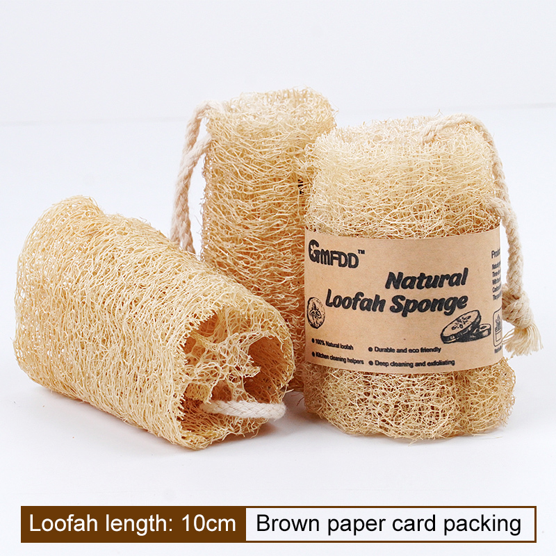 Loofah naturel doux de 10 cm avec corde, 1 pièce/papier kraft