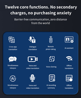 Dispositif de traduction vocale intelligent IA avec carte de visite NFC, traduction hors ligne, enregistrement de réunions et cartographie mentale IA
