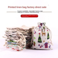 Pochette à cordon en coton-lin imprimée UV, motif dessin animé mignon, organisateur de cosmétiques et articles de voyage, vente en gros Mugwort