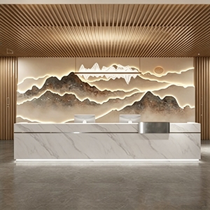 CR167 Artistic Handcrafted Curved Reception Desk with LED Light Modern Matte White MDF Front Desk for Beauty Salon Hotel Lobby - Product Image 3
