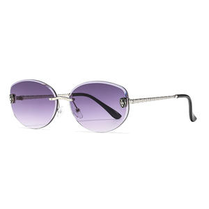 Gafas de Sol Sin Marco 2025 para Mujer, Montura Metálica, Lentes Moradas, UV400, Ligeras, Estilo Retro Europeo - Product Image 1