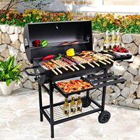 Barbecue de camping extérieur pliable de style européen et américain, en acier noir, grande taille, pour cour, avec charbon de bois détachable