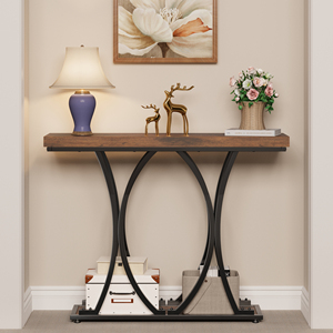 Rustic Brown <strong>Console</strong> <strong>Table</strong> with X-Shaped Base Entryway Foyer <strong>Table</strong> for <strong>Hallway</strong> Entryway - Product Image 6