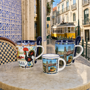 Tasses à <span class=keywords><strong>café</strong></span> en céramique souvenir du Portugal avec motifs traditionnels de coq et de monuments, en porcelaine fine, vente en gros d'usine - Product Image 3