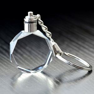 Porte-clés en cristal acrylique avec lumière LED et logo personnalisé, porte-clés vierges pour cadeaux de famille - Product Image 3