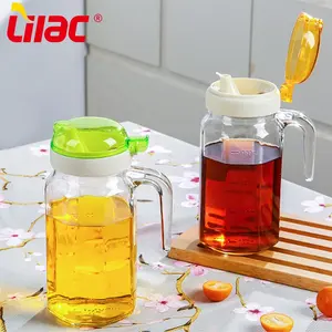 Lilac BSCI SGS LFGB 600ml 900ml 1000ml nhà bếp lớn tự động vòng thủy tinh hoa dầu ô liu và giấm cruet