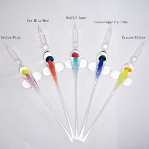 Stylo en verre cristal fait main méduse Figurine Signature écriture <span class=keywords><strong>encre</strong></span> à tremper Murano Art verre filetage plume Technique <span class=keywords><strong>de</strong></span> travail au chalumeau - Product Image 3