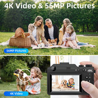 Appareil photo numérique reflex numérique CMOS 4K 56MP de bonne qualité avec zoom numérique 18x, caméscope WiFi à mise au point fixe et détection de visage pour le vlogging et la photographie