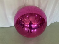 Boule miroir gonflable en PVC rose vif, réutilisable, grande boule brillante, ballons géants imperméables et résistants au vent pour fête d'anniversaire, mariage