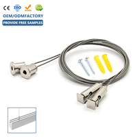 Kit de suspension réglable avec câble métallique et pince pour suspension de panneaux lumineux LED et protection antichute