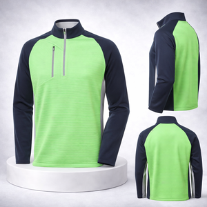 Ropa Deportiva de Alta Calidad, Sudadera de Golf con Cierre de Cremallera de un Cuarto, Diseño Color Block, Elástica y Suave, Personalizable para Hombre - Product Image 1