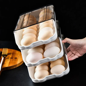 <b>Egg</b> <b>Storage</b> Box Rolling Anti-squeeze Refrigerator Multi-layer <b>Storage</b> Container for Food Ingredients - Product Image 6
