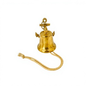 Campana de barco de latón estilo náutico, montaje en pared, ancla de barco, color dorado, campana decorativa, técnica de fundición a mano, diseños personalizables. - Product Image 1