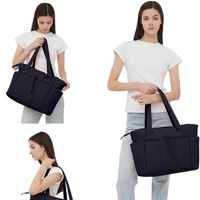 Sac pour ordinateur portable multifonctionnel pour femmes avec fermeture à glissière, design matelassé, porte-gobelet et compartiment pour ordinateur portable