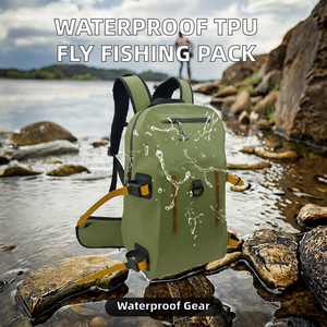 30L Waterproof Polyester Three-Layer Fishing Tackle Backpack with 10 Pockets Airtight <b>Rod</b> <b>Holder</b> Gear Bag OEM Manufacturer - Product Image 2