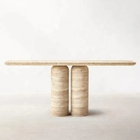 Table console moderne en travertin naturel, design épuré, pour salon et appartement - Offre spéciale