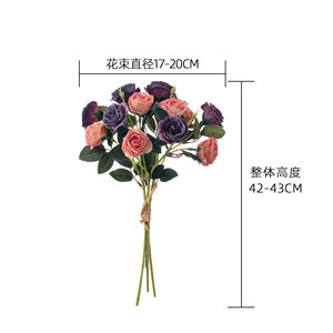 Bouquet de roses artificielles CallaFloral MW95005 en tissu tissé, décoration d'intérieur, arrangement floral transfrontalier - Product Image 4