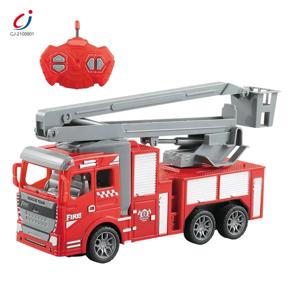 Novedades juguetes 1:30 four channel kid toy remote control rc fire engine truck toy fighting rc fire rescue truck toy