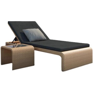 Chaise longue <span class=keywords><strong>de</strong></span> <span class=keywords><strong>jardin</strong></span> en rotin PE pour l'extérieur avec coussins, pour piscine, <span class=keywords><strong>jardin</strong></span>, cour, design moderne et simple, résistante au soleil, pliable - Product Image 5