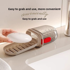 Conteneur <span class=keywords><strong>à</strong></span> <span class=keywords><strong>savon</strong></span> portable en plastique avec couvercle, idéal pour les voyages, ensemble de salle de bain, plateau de drainage et <span class=keywords><strong>porte</strong></span>-<span class=keywords><strong>savon</strong></span> - Product Image 3
