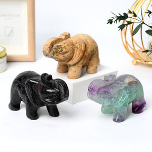 Oferta especial Cristal Natural Elefante Escultura Alta qualidade Quartzo Pedra Animal Escultura Cristal para Ornamentos de Mesa - Product Image 4
