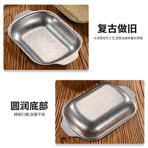 Bandeja de Servir Retro de Acero Inoxidable con Doble Asa para Aperitivos, Barbacoa, Filetes, Platos Fríos y Pollo Frito - Product Image 4