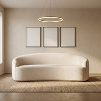 Canapé FERLY moderne de luxe, incurvé, en tissu bouclé, en forme de rein, élégant, rembourré crème, pour villa haut de gamme
