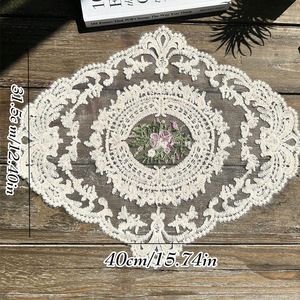 Retro <b>Lace</b> 3D Water-Soluble Eco-Friendly Polyester Crochet <b>Tablecloth</b> Dust Cover 40x30cm for Coffee Table Home Decor - Product Image 4