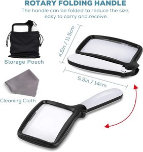 3X grande <span class=keywords><strong>loupe</strong></span> de <span class=keywords><strong>lecture</strong></span> <span class=keywords><strong>rectangulaire</strong></span> avec lumière, <span class=keywords><strong>loupe</strong></span> de <span class=keywords><strong>lecture</strong></span> pliable avec lumière <span class=keywords><strong>pour</strong></span> les personnes âgées, journal, livres - Product Image 3