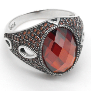925 Sterling Silver Red Zircone Pietra Uomo <span class=keywords><strong>Anello</strong></span> di <span class=keywords><strong>Granato</strong></span>, Cubic CZ <span class=keywords><strong>Anello</strong></span> Della Pietra Preziosa per Gli Uomini Donna Aggancio di Cerimonia Nuziale Dei Monili - Product Image 1