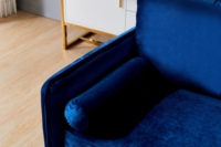 DeepBlue Ensemble de canapés sectionnels 3 places en tissu de velours Canapés pour la maison Ensemble de canapés de luxe Meubles modernes Loft Hotel