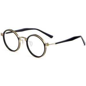 Gafas ópticas para miopía con lentes AC ultraligeras <span class=keywords><strong>de</strong></span> titanio puro con montura redonda retro vintage Black-Storm H33090 - Product Image 1
