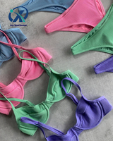 Produsen Bikini Bergaris Khusus Wanita, Baju Renang Segitiga Berkerut Dua Potong Desain Swimwear