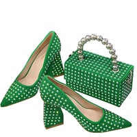 NOUVEAU 2024 YCH Ensemble de chaussures et sac pour femme de style nouveau avec pierres, magnifiques chaussures italiennes assorties au sac, ensemble de chaussures de soirée pour femme