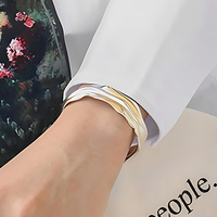 Brazalete de Oro de 18k con Diseño de Onda Gruesa para Mujer, Brazalete Ancho de Moda, Diseñador Personalizado, Plata de Ley 925, Joyería Fina