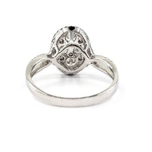Usine directe brillant de qualité supérieure mode 18k or blanc massif véritable diamant naturel ovale détaillé cluster anneaux pour les femmes cadeau - Product Image 2