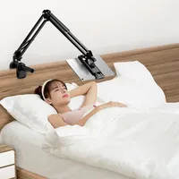 Support de tablette et de téléphone à bras long réglable multi-angles avec rotation à 360 degrés pour lit, bureau, canapé, maison